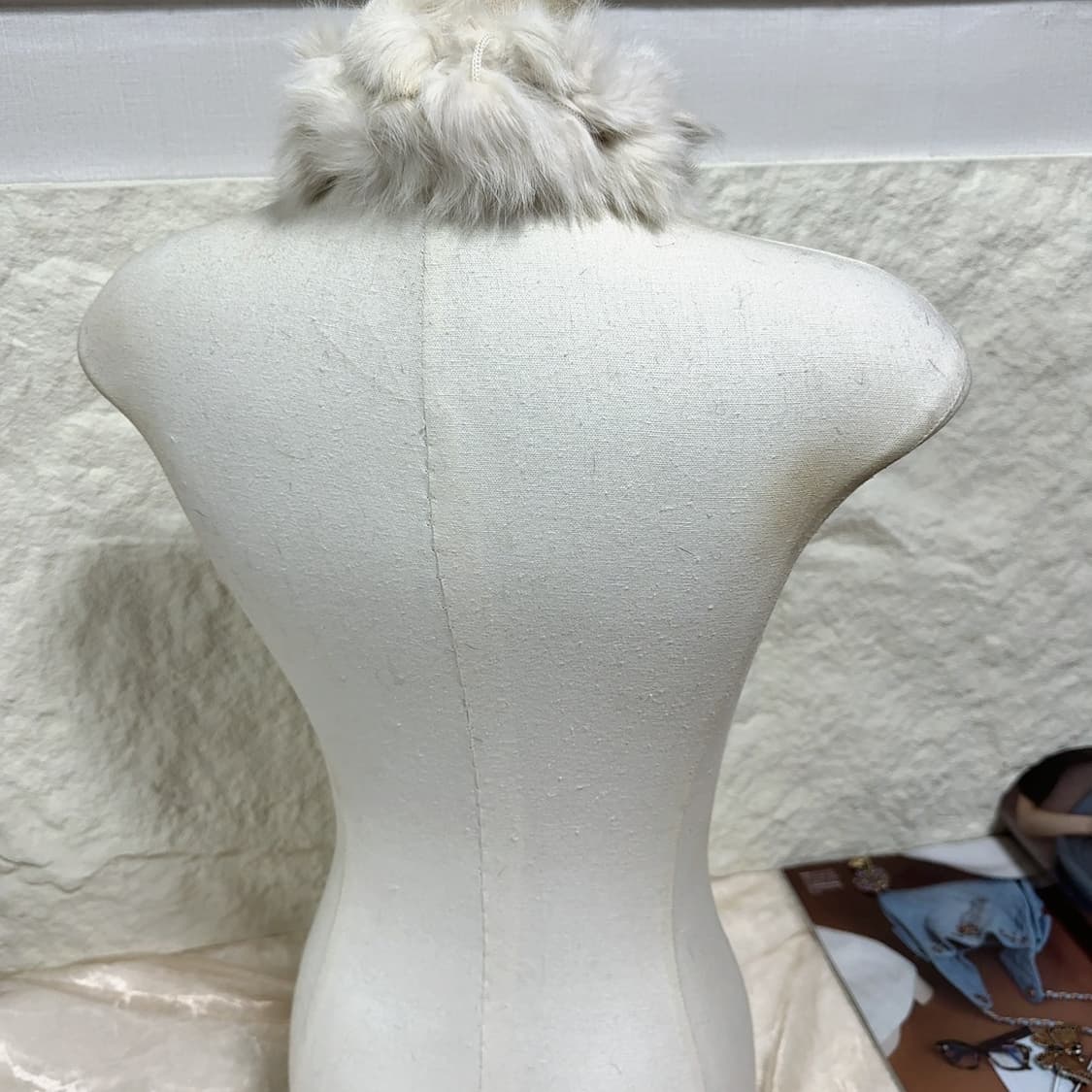 빈티지 하얀 토끼털 방울 목도리 스카프 상품이미지3