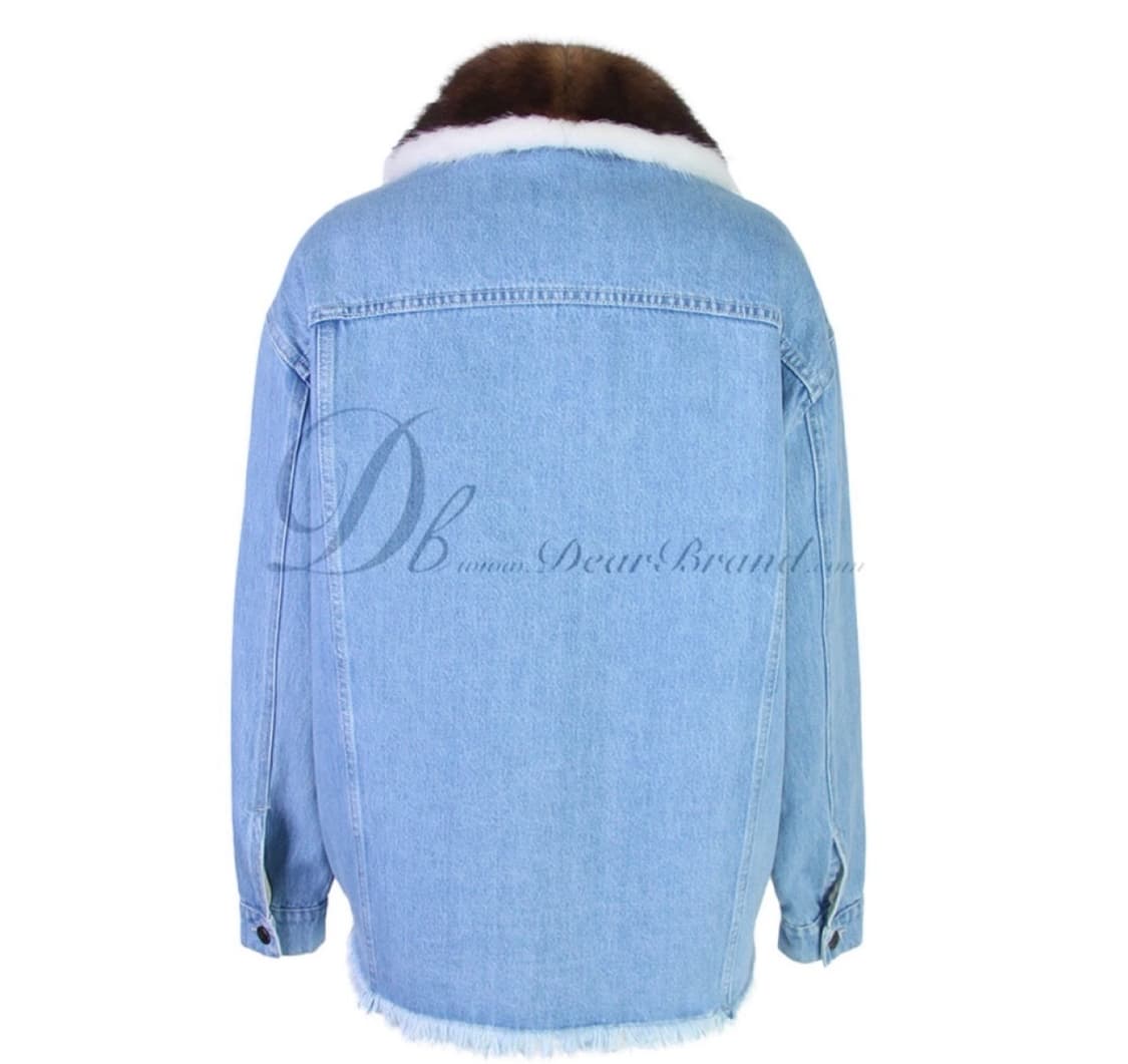 SIMONETTA RAVIZZA 데님 밍크 카라 자켓 상품이미지3