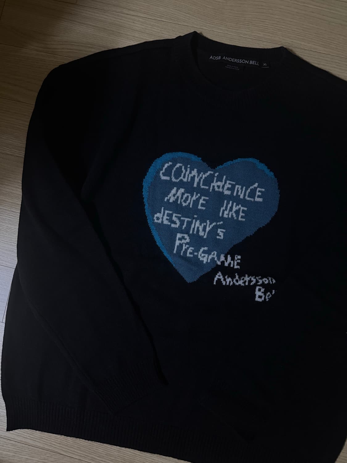 앤더슨벨 하트 메세지 니트 / 블랙 XL 상품이미지3