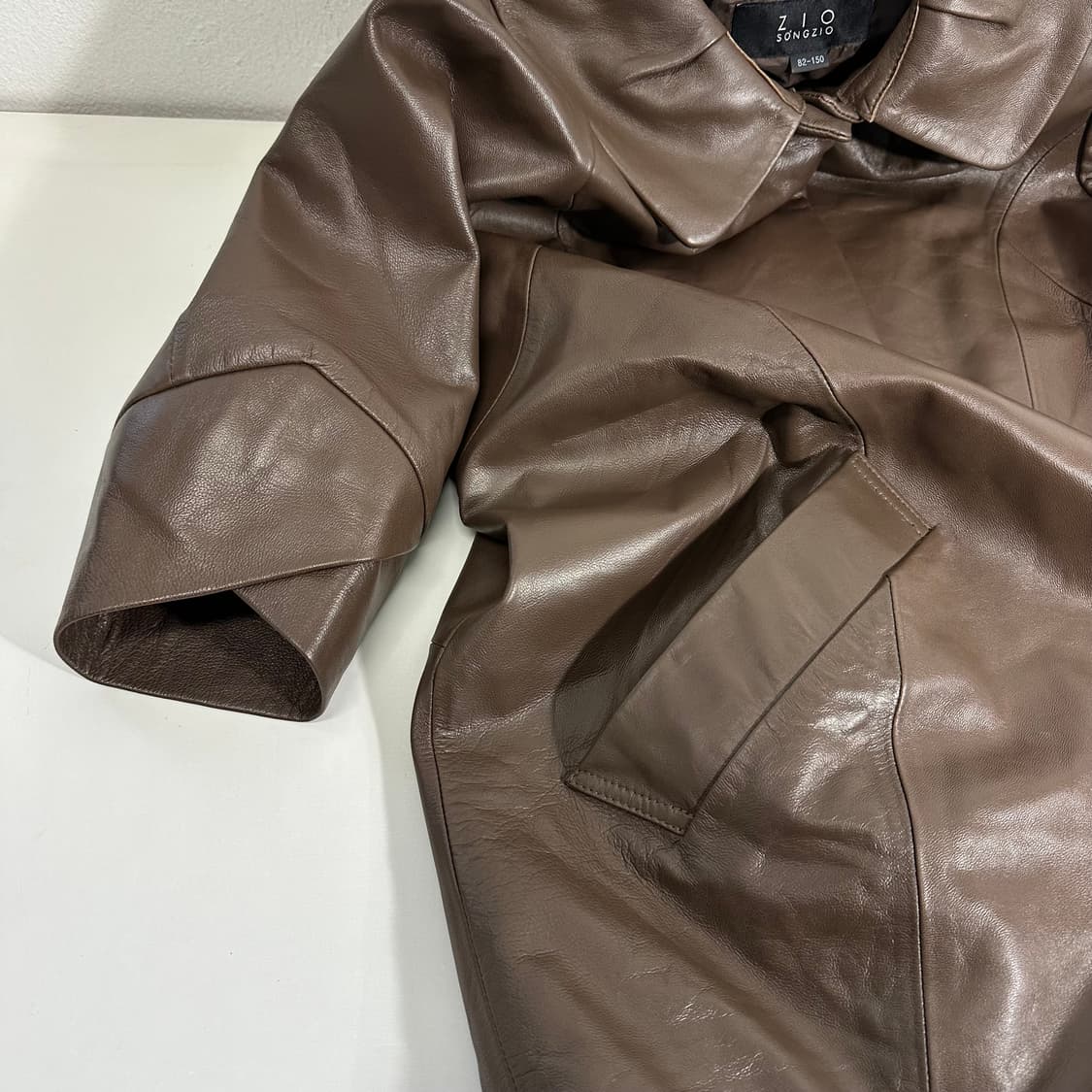 우먼S 지오송지오 초콜릿브라운 단추포인트 양가죽자켓 상품이미지3