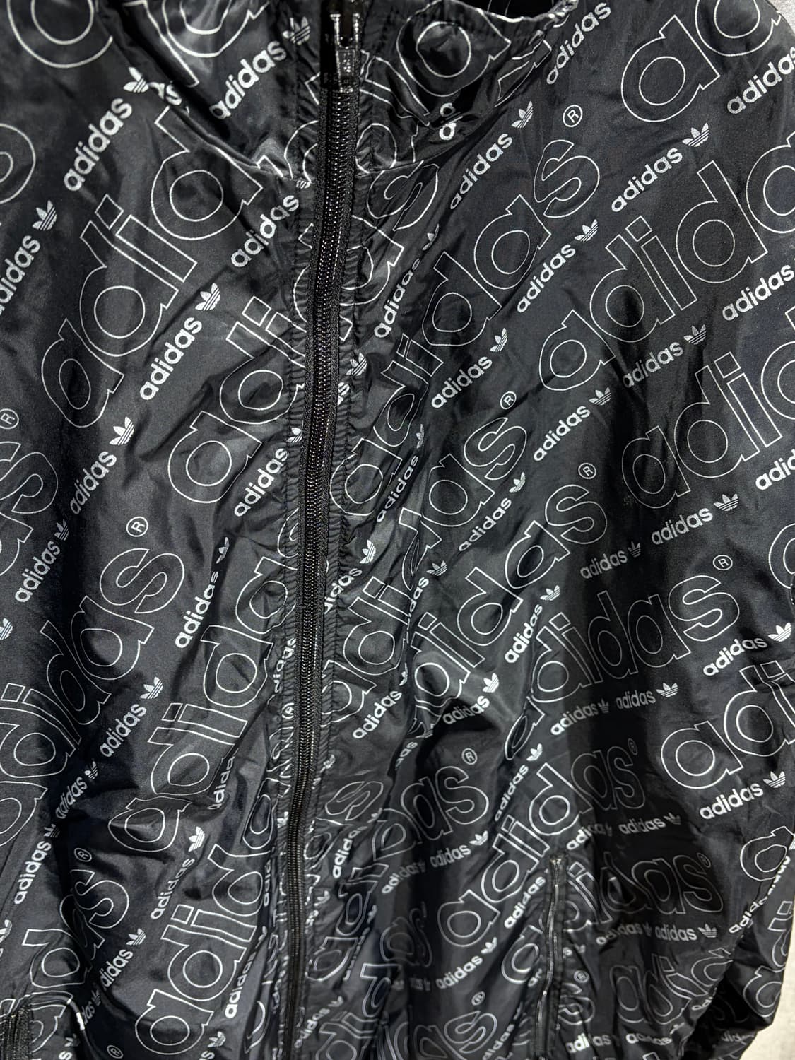L 아디다스 adidas 패턴 플리스 안감 나일론 자켓 상품이미지4