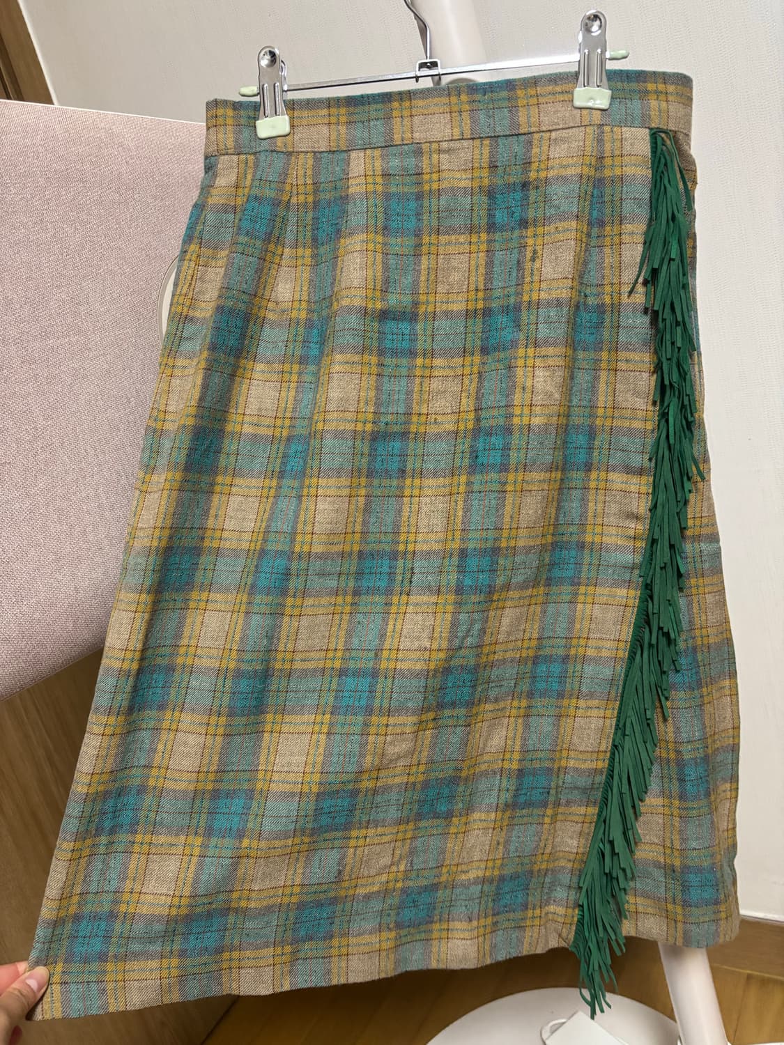 빈티지 태슬 체크 스커트 상품이미지3