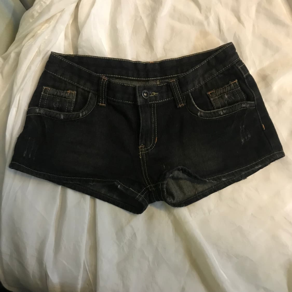 Vintage 빈티지 흑청 로우 핫팬츠 상품이미지2