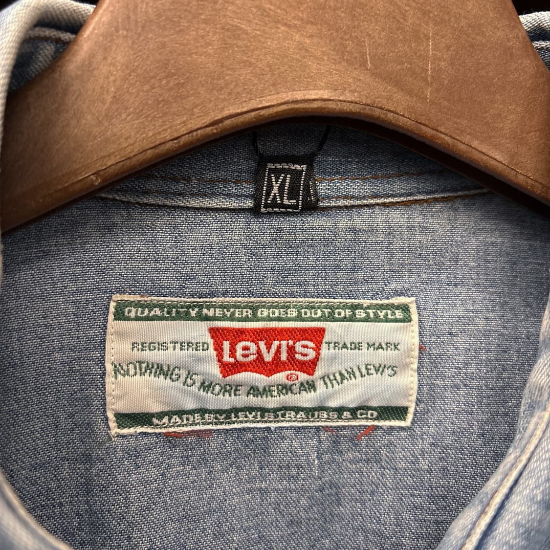 90s 리바이스 메탈버튼 웨스턴 요크 워싱 데님셔츠 N1203 상품이미지8
