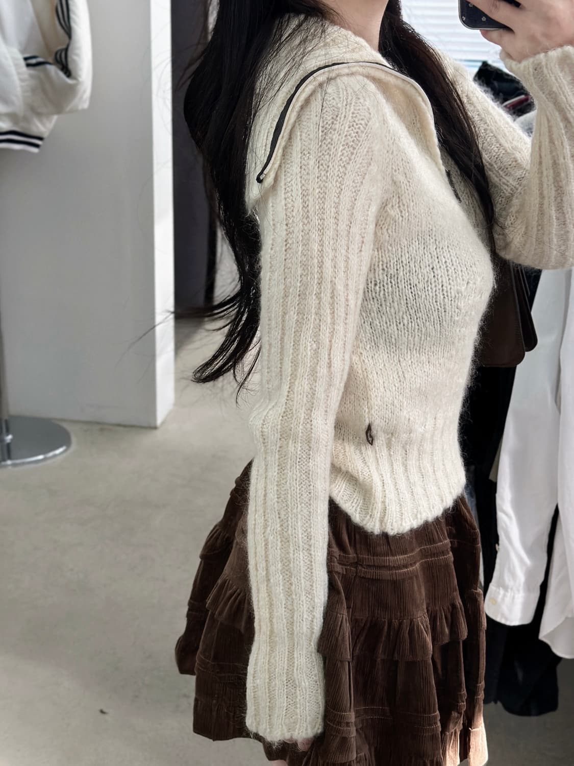 몽클레어 빈티지 아이보리 모헤어 니트 하프집업  상품이미지2