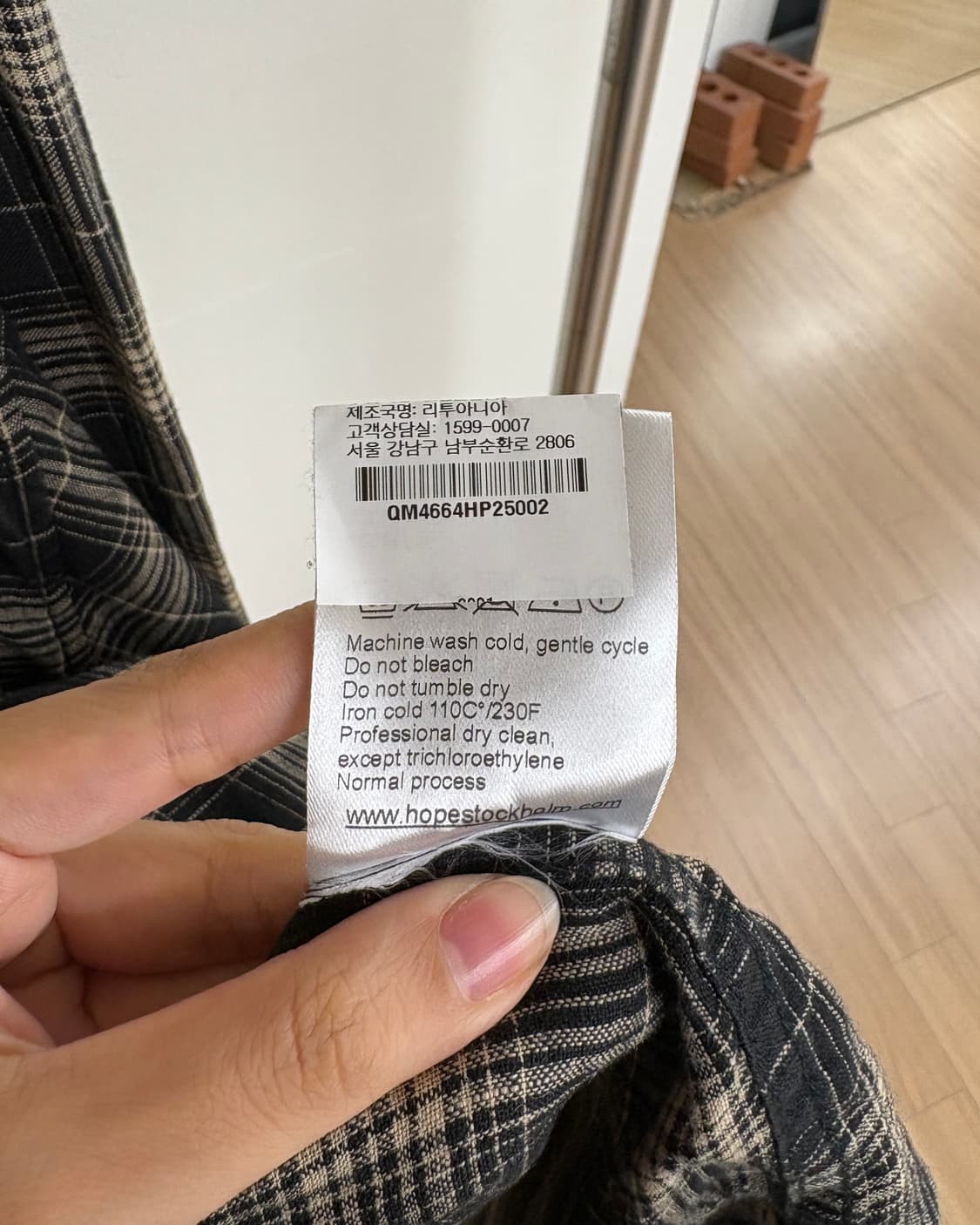 호프 블랙 체크 원포켓 리넨 셔츠 상품이미지9