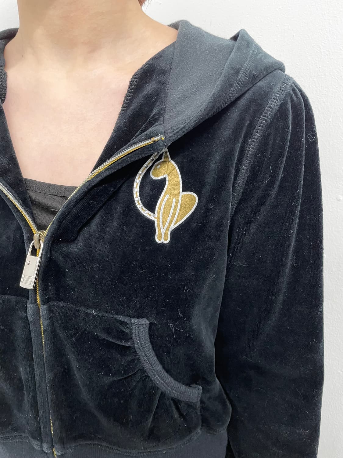 베이비펫 로고 큐빅 벨벳 집업 상품이미지4