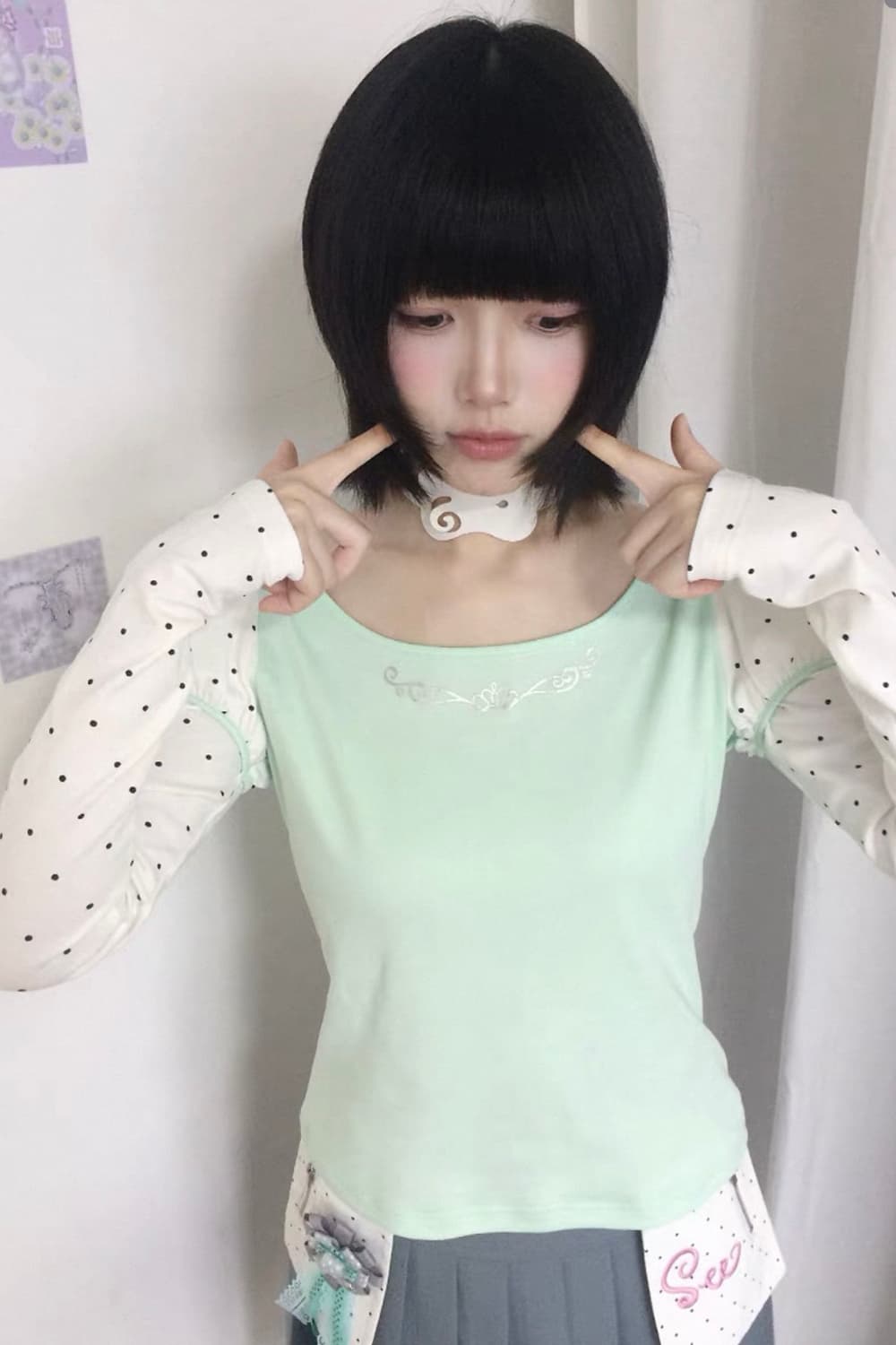 ♥ 민트코어 [Seaweed garden] 퍼프 슬리브 T ♥ 상품이미지2