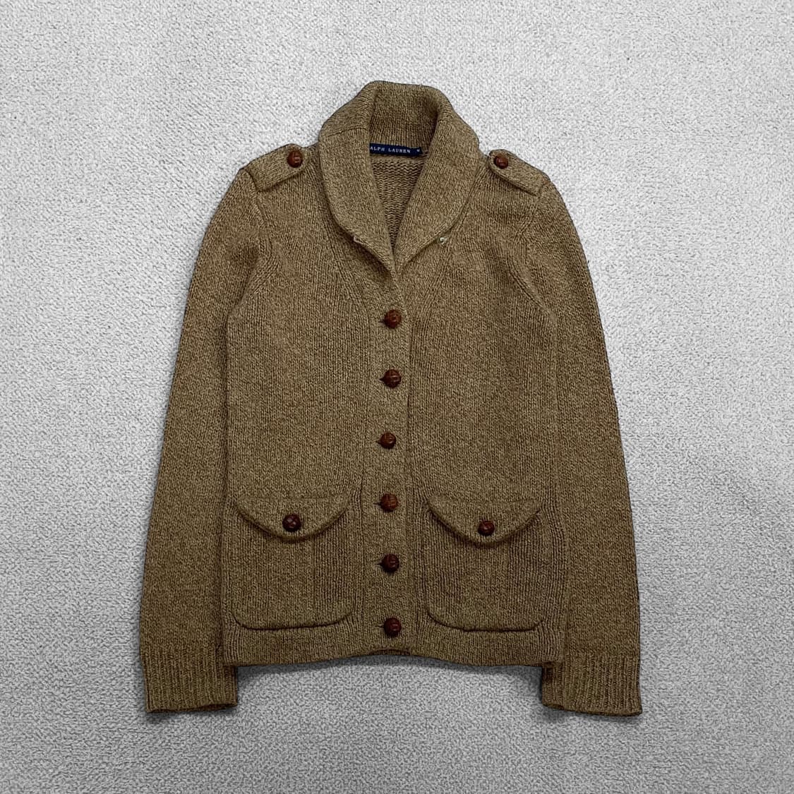 폴로 랄프로렌 숄 카라 가디건 니트 브라운 상품이미지1