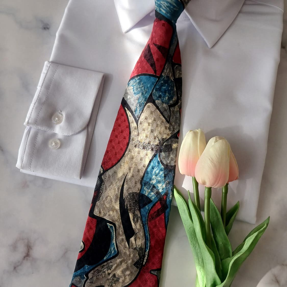 프레스코 실크 레드 패턴 넥타이 9.5cm A+~A등급 A18956
 상품이미지4