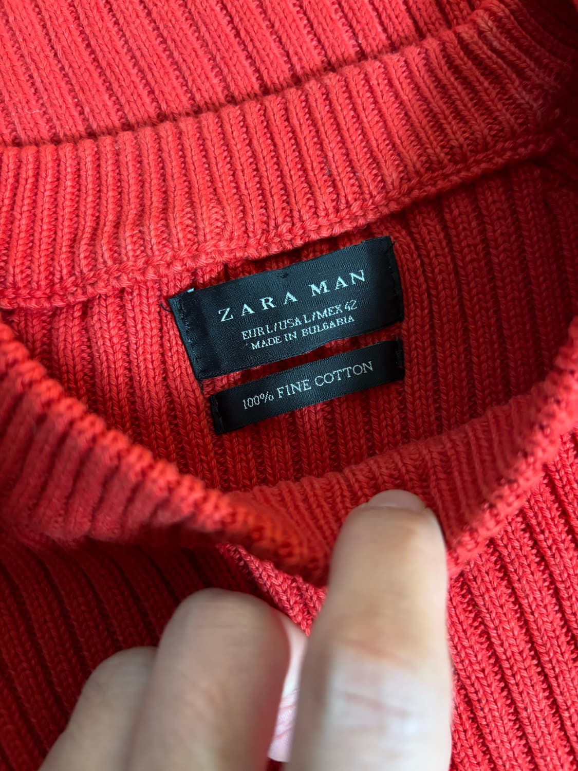 ZARA 자라 맨 레드 골지 니트 상품이미지7