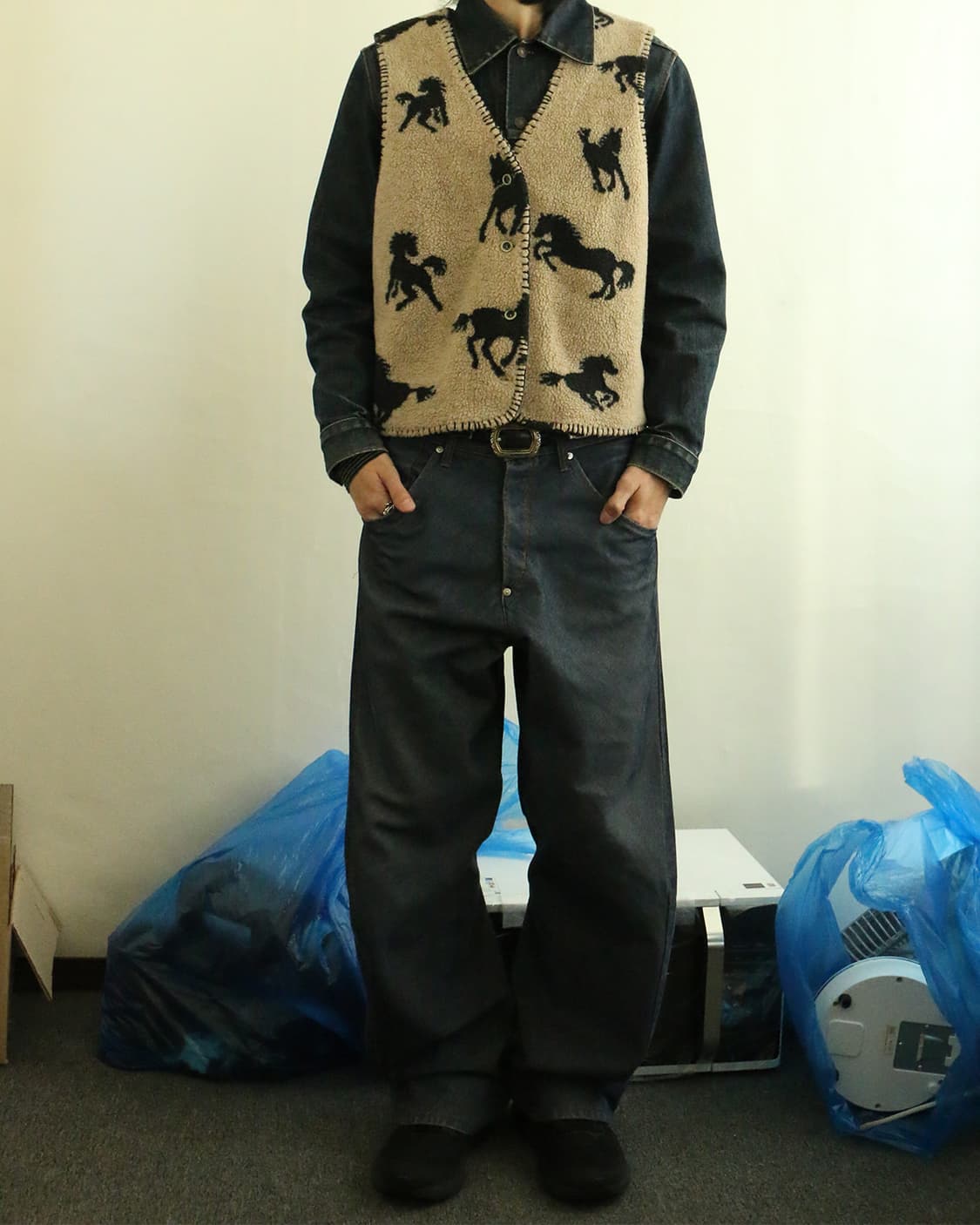 80s USA 빈티지 웨스턴 플리스 베스트  상품이미지2