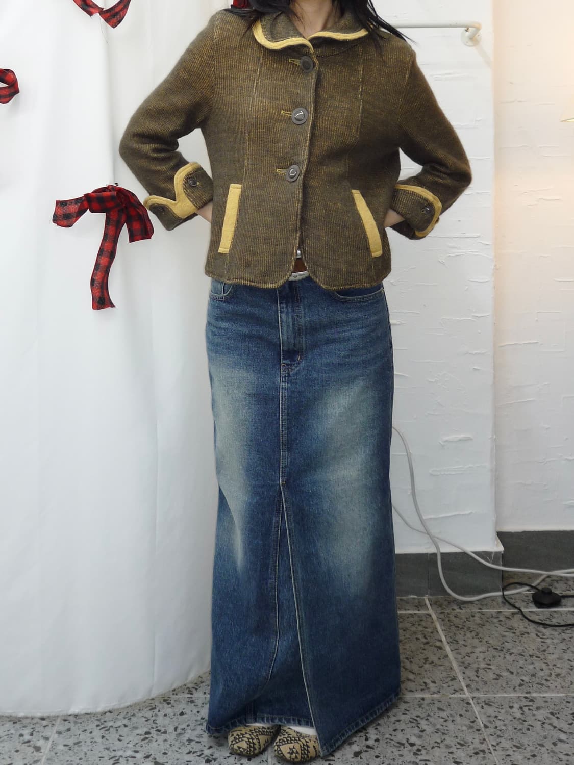 Mustard lined cardigan 상품이미지5