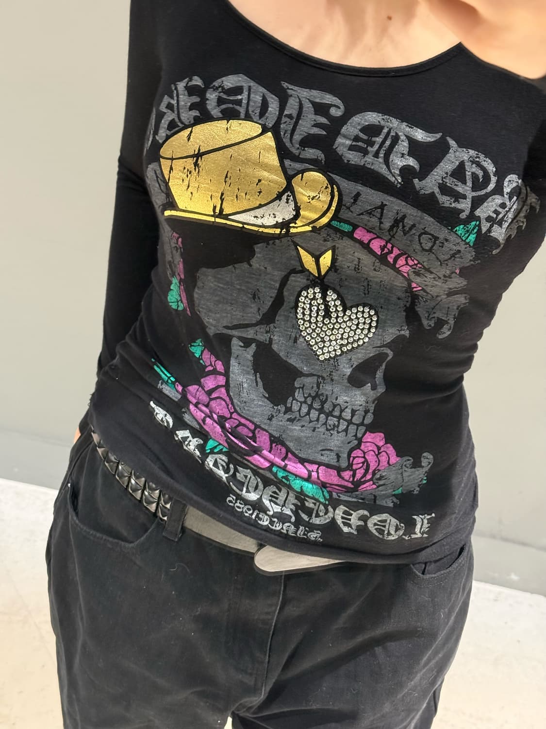 skull printing back cutout long sleeve 상품이미지3