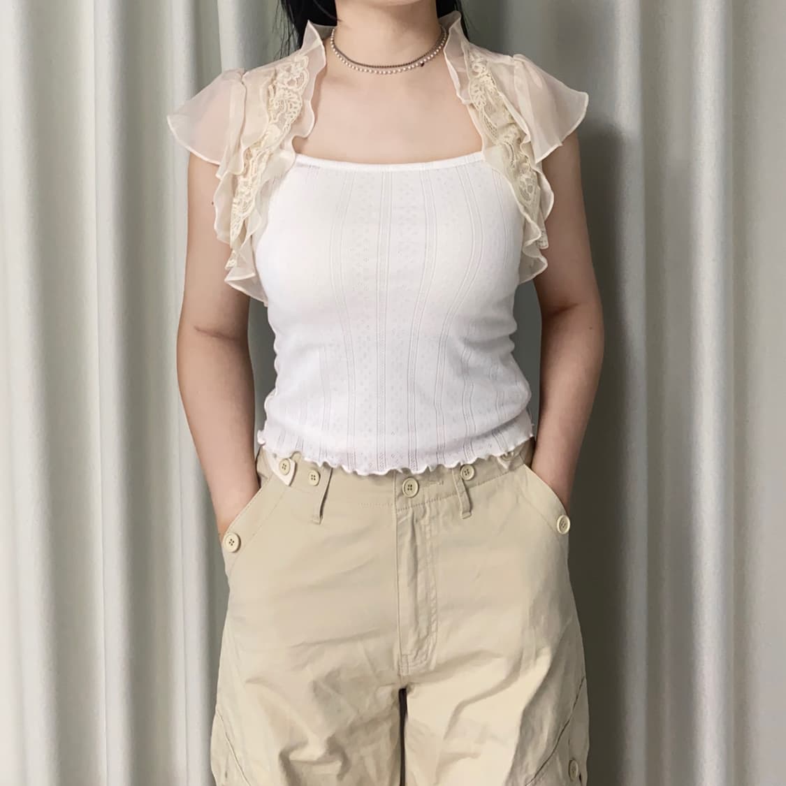 쉬폰 레이스 쁘띠 볼레로 상품이미지5