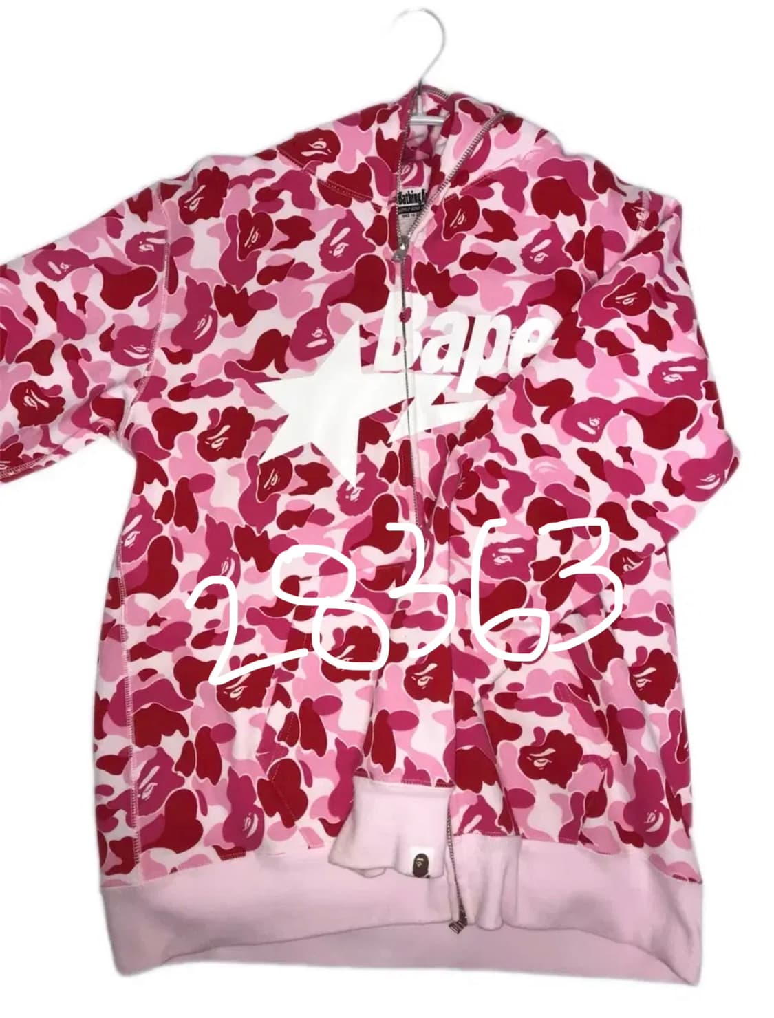 베이프 핑크 스타 후드집업 M 상품이미지1