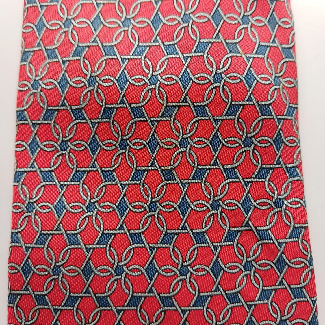 에르메스 실크 레드 체인 패턴 넥타이 9.8cm B등급 A18686
 상품이미지5