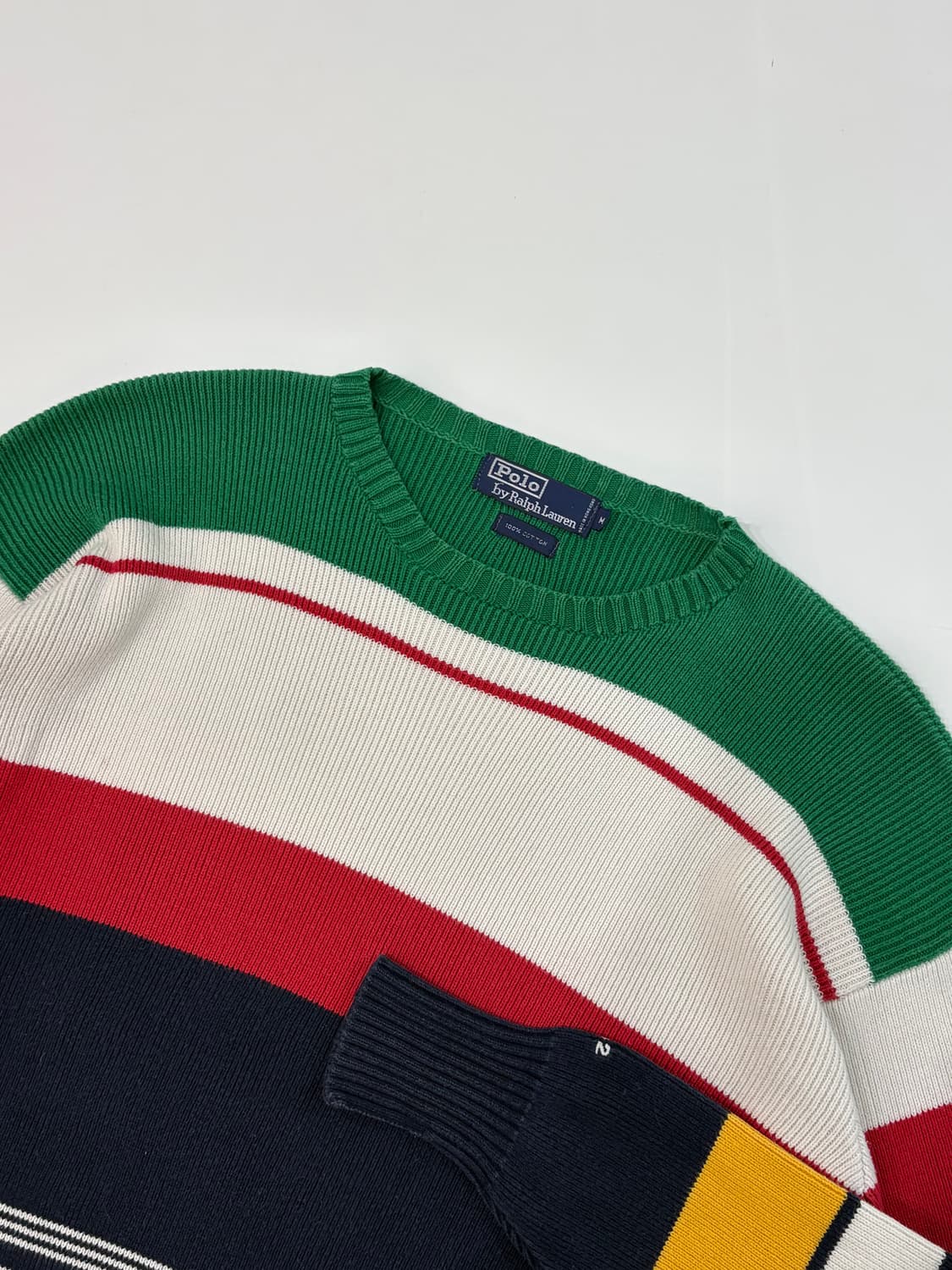 Polo 폴로 랄프로렌 90's 코튼 배색 단가라 니트  상품이미지2