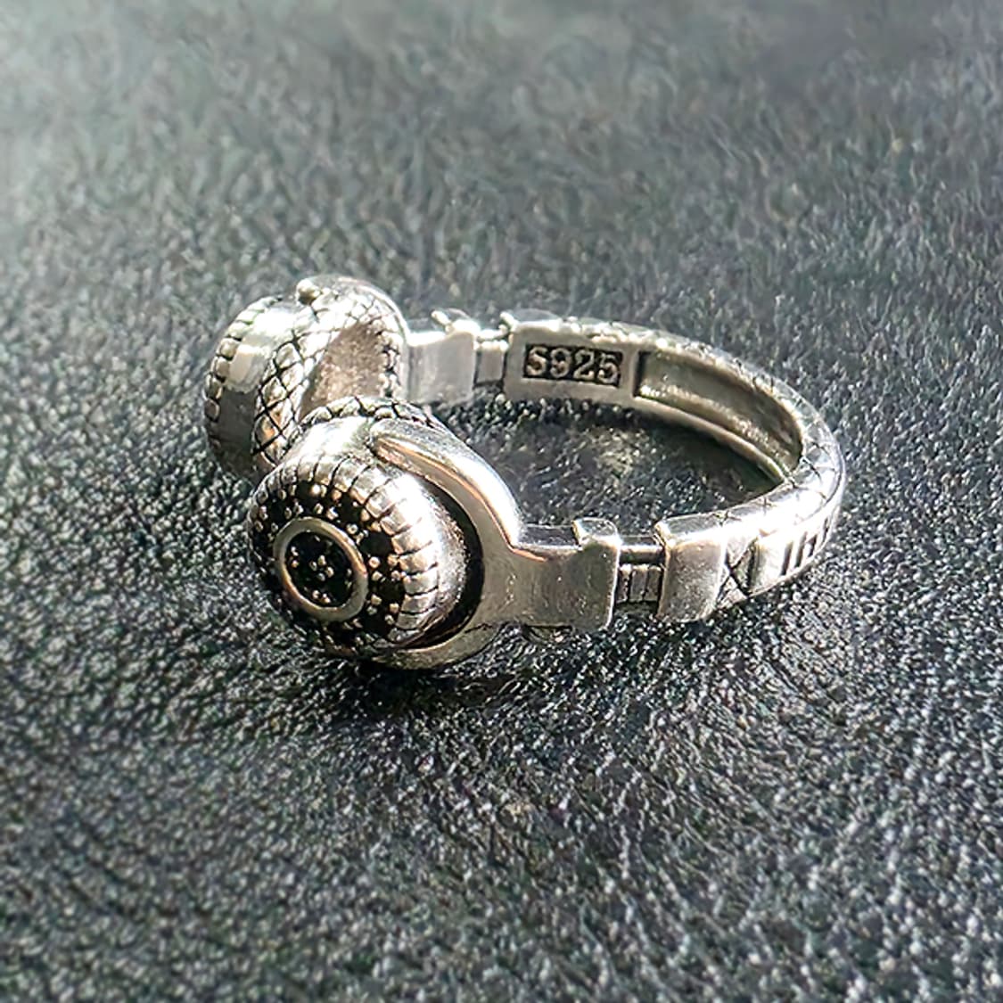 Cymatic 실버 남자 엔틱 빈티지 명품 사이버펑크 헤드셋 반지 상품이미지3