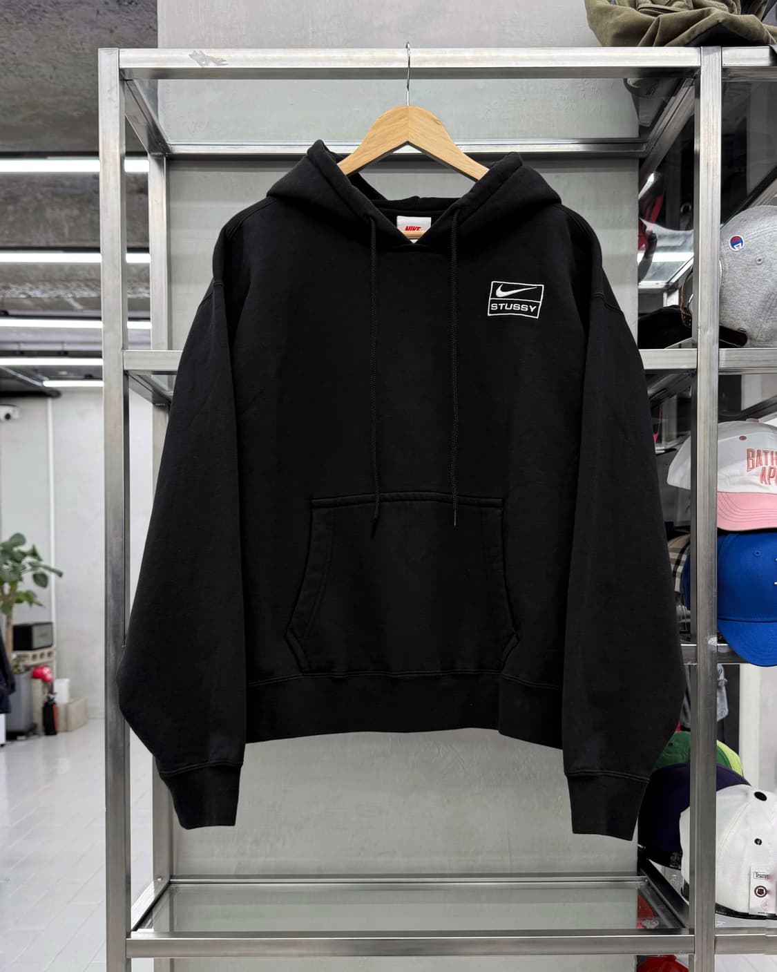 나이키 NRG 스투시 나투시 스톤 워시드 스웻 후드티 블랙 상품이미지1