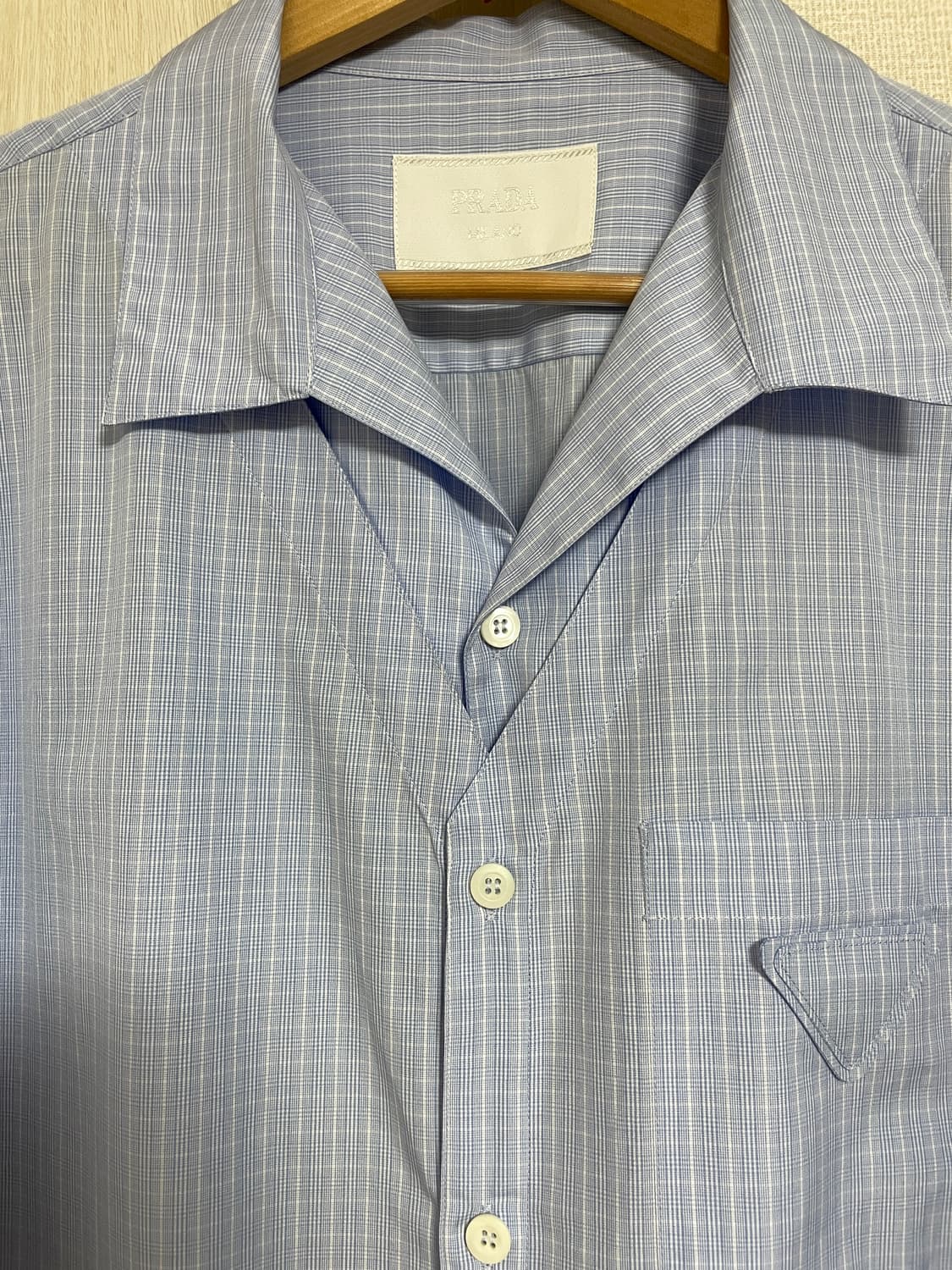 [XL] 프라다 포플린 체크 반팔 셔츠 상품이미지2