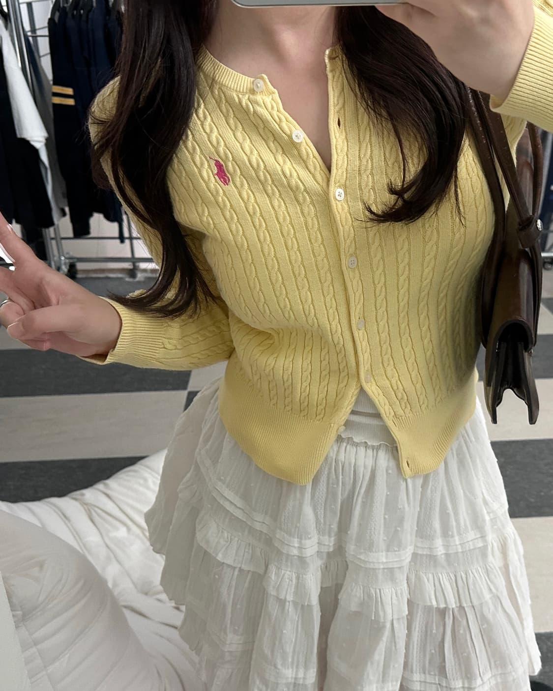 폴로 랄프로렌 레몬 핑크포니 케이블 니트 가디건  상품이미지2