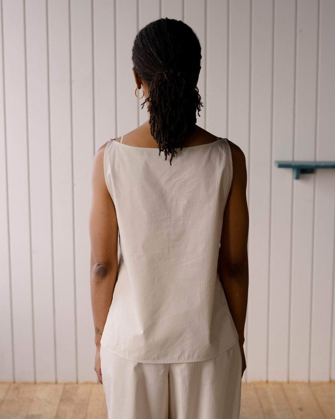 [XS,S,M]베이스레인지 Decti 오가닉 스트라이프 탑/브라운 상품이미지4