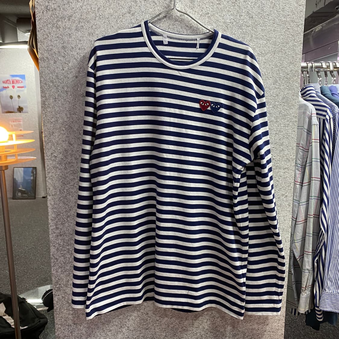 꼼데가르송 더블와펜 스트라이프 네이비 롱슬리브 B4729  상품이미지2