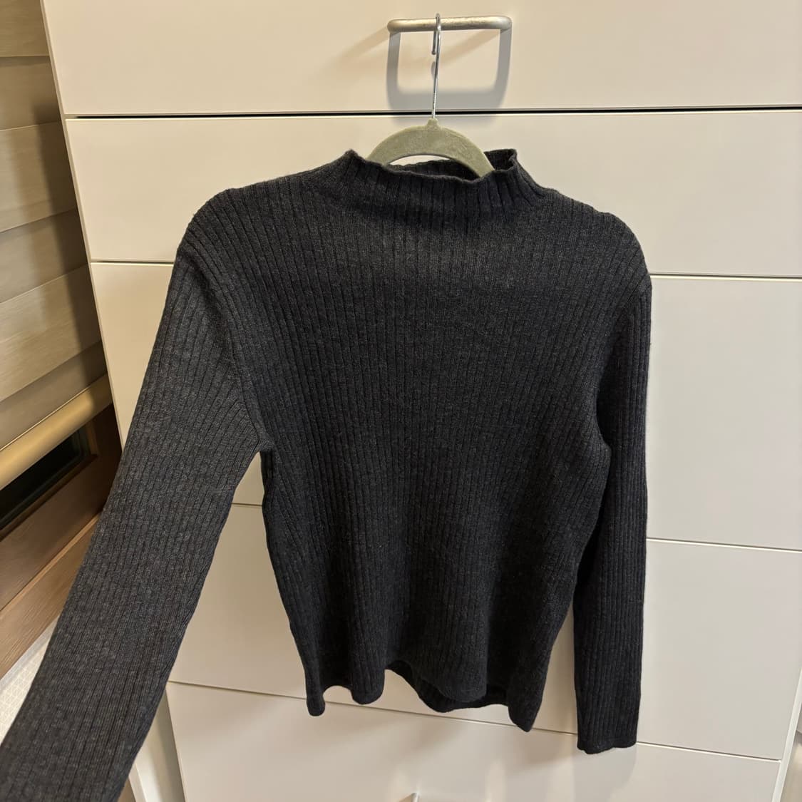 울100% 반목 골지 그레이 언발 니트 상품이미지2