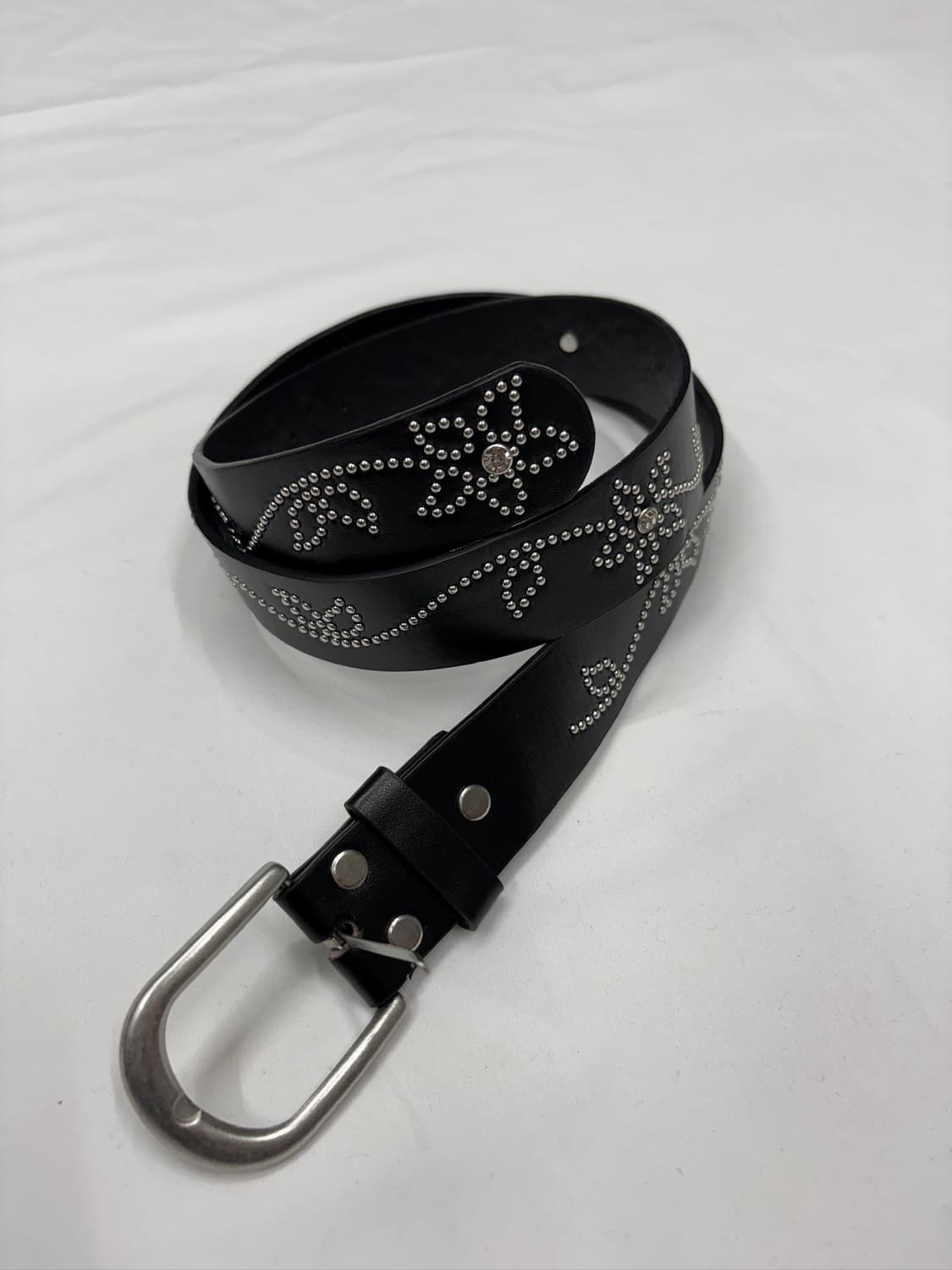 빈티지 웨스턴 스터드 플라워 비즈 블랙 벨트 상품이미지1