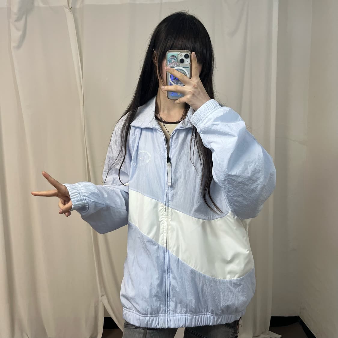 Nike sky blue big swoosh windbreaker 상품이미지2