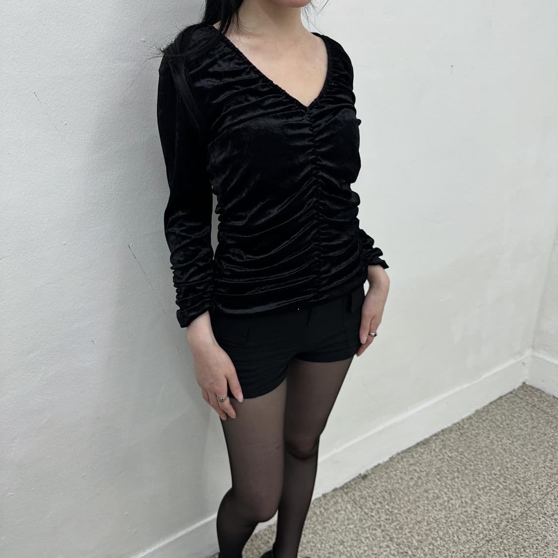egoist shirring velvet long sleeve 상품이미지3