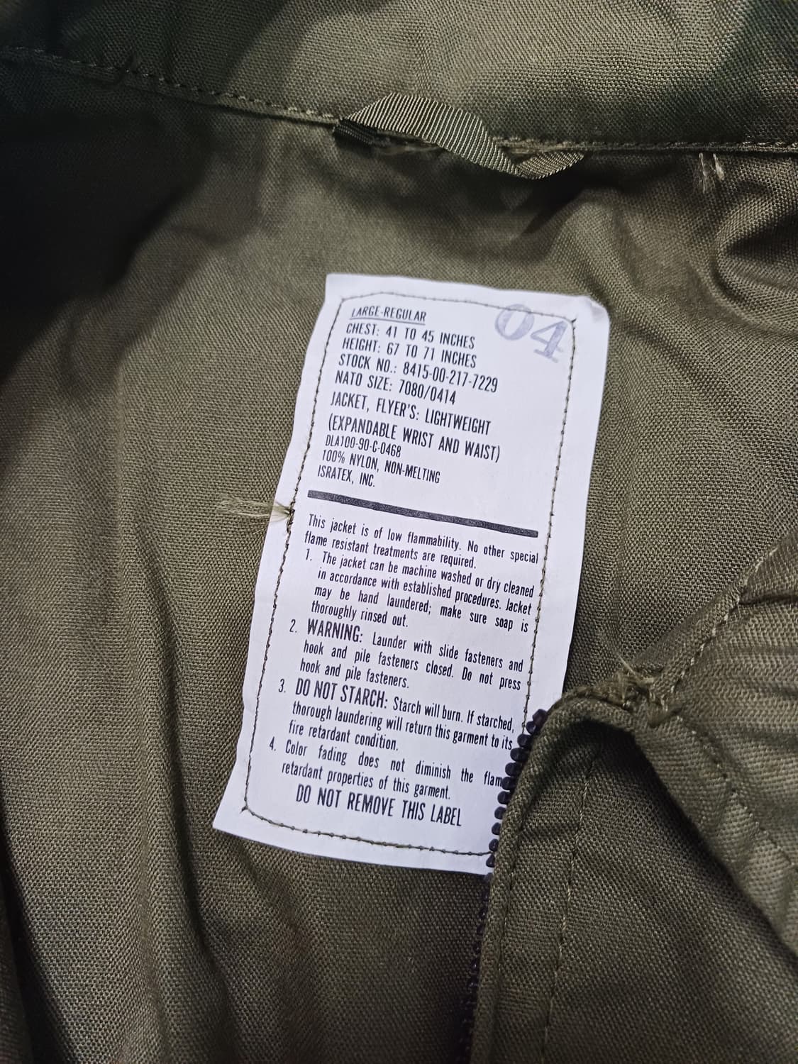 미군 밀리터리 라이트웨이트 플라이어스 자켓  상품이미지2