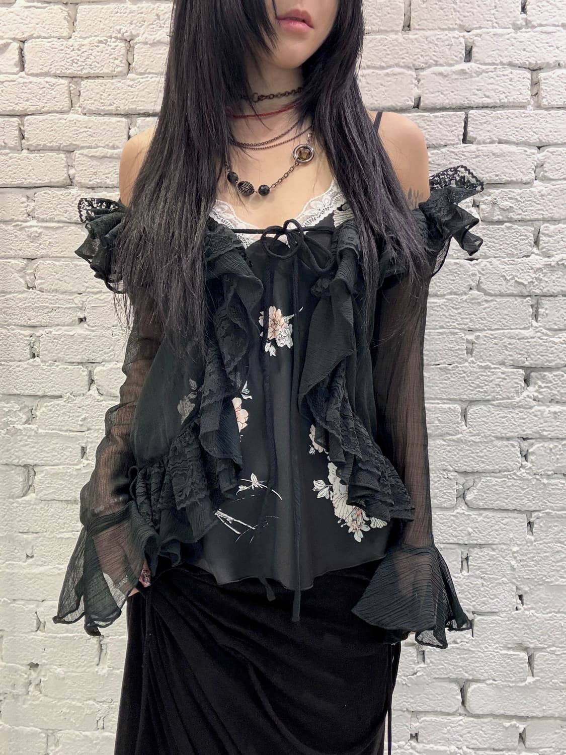 Romantic Archive Sheer Lace Ruffle Tie B 상품이미지3