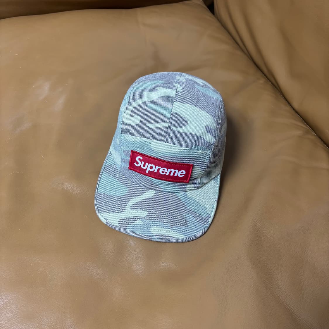 슈프림 캠프캡 모자 박스로고 워시드 카모 상품이미지1