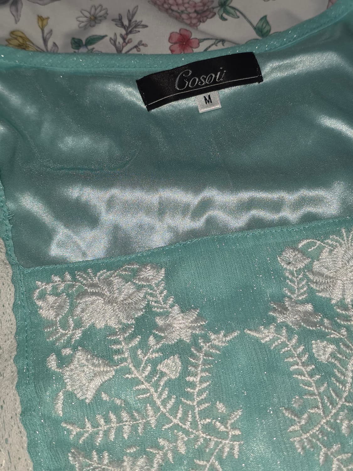 일본빈티지)민트모리걸 페어리계 레이스자수프릴퍼프 글리터 히메갸루 블라우스 상품이미지5