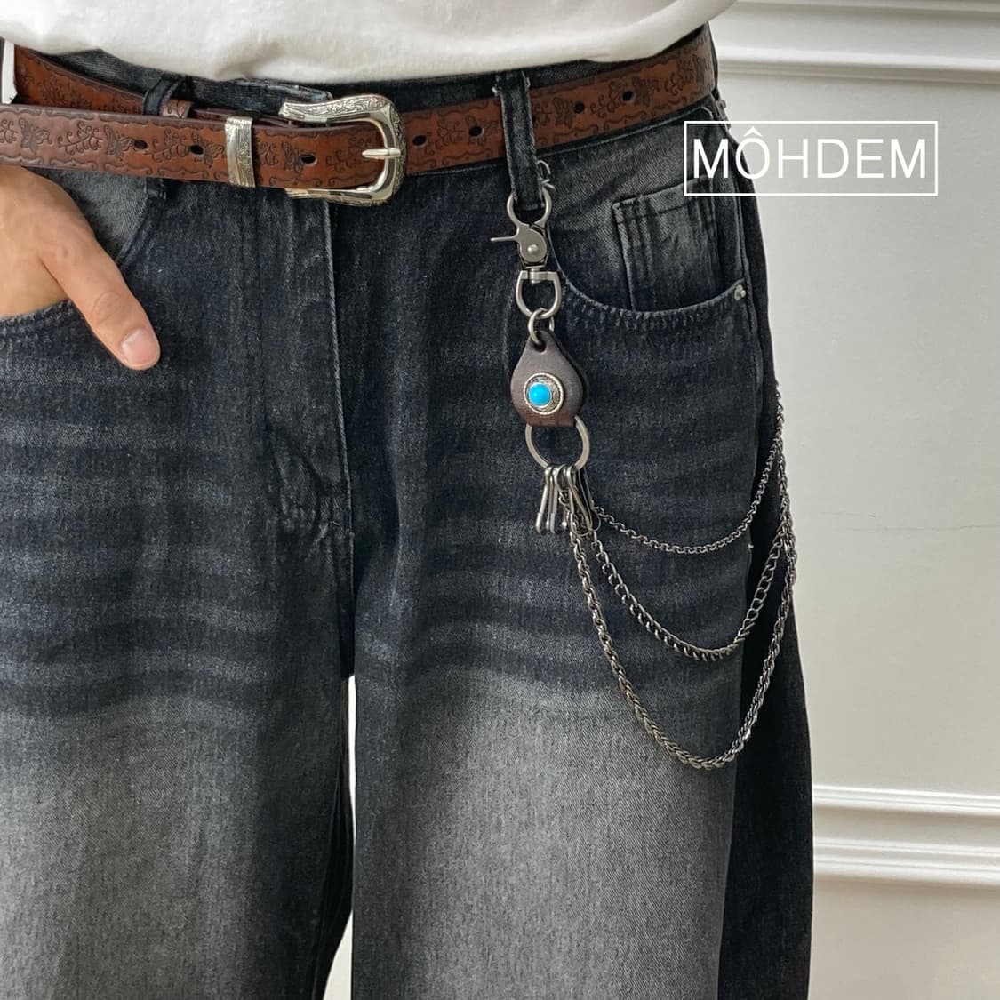 웨스턴 y2k 터키석 바지체인 키링 상품이미지2