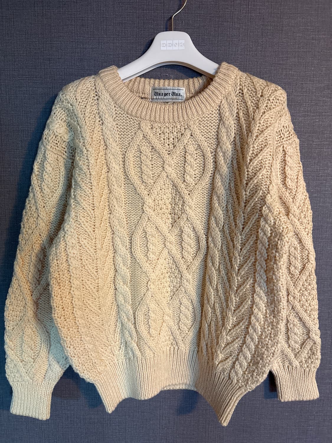 Una per Una 아이보리 울 100% 꽈배기 니트 Japan 상품이미지1