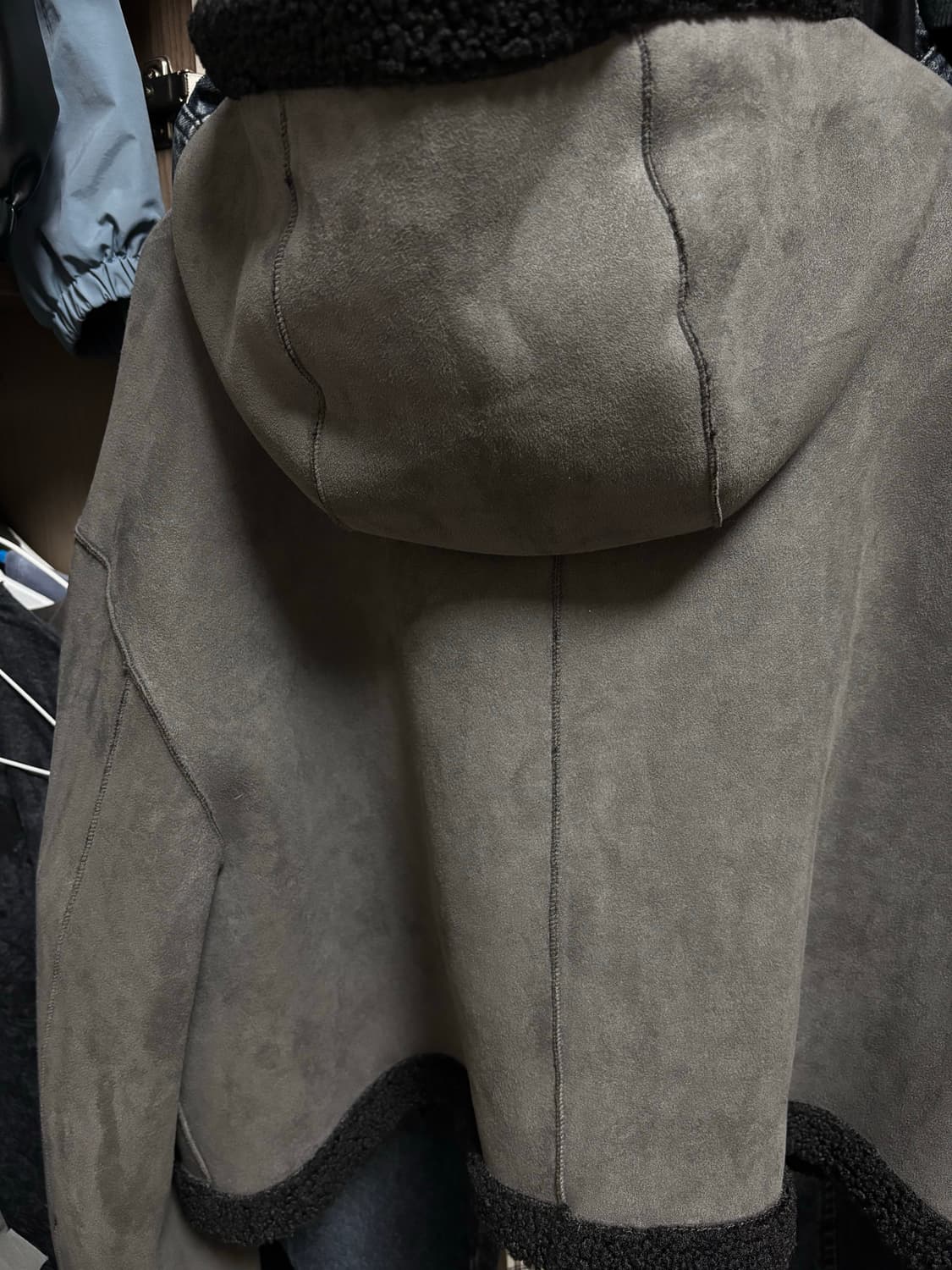 플레이스 스튜디오 리버시블 스웨이드 더플 코트 집업 자켓 (차콜) 상품이미지4