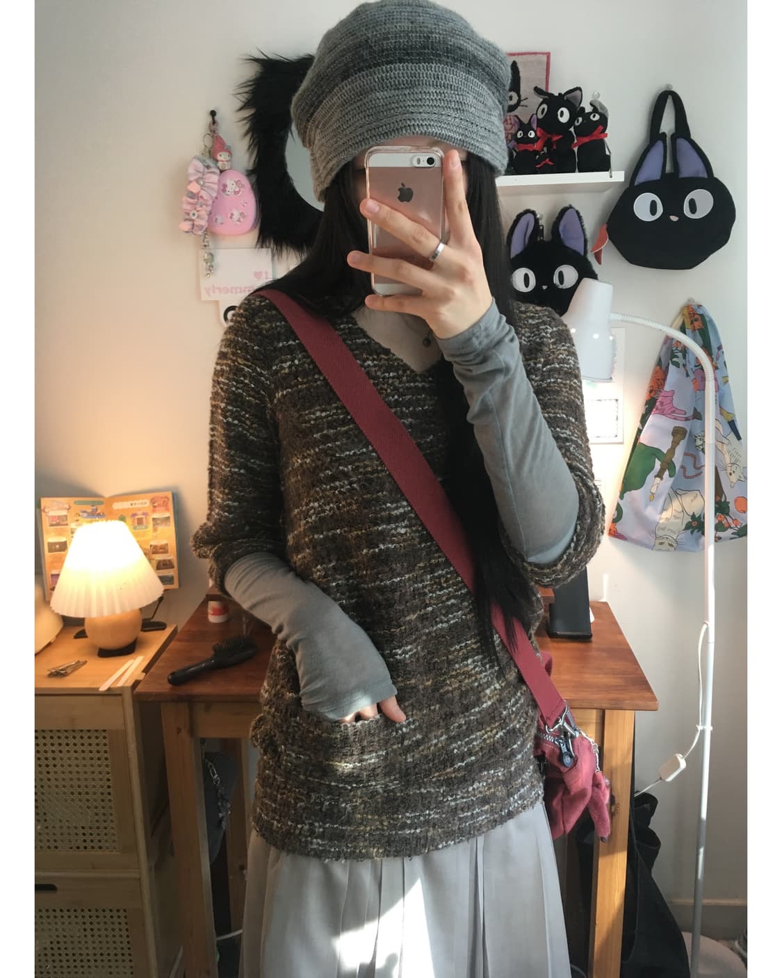 vintage pocket long knit  brown 상품이미지2