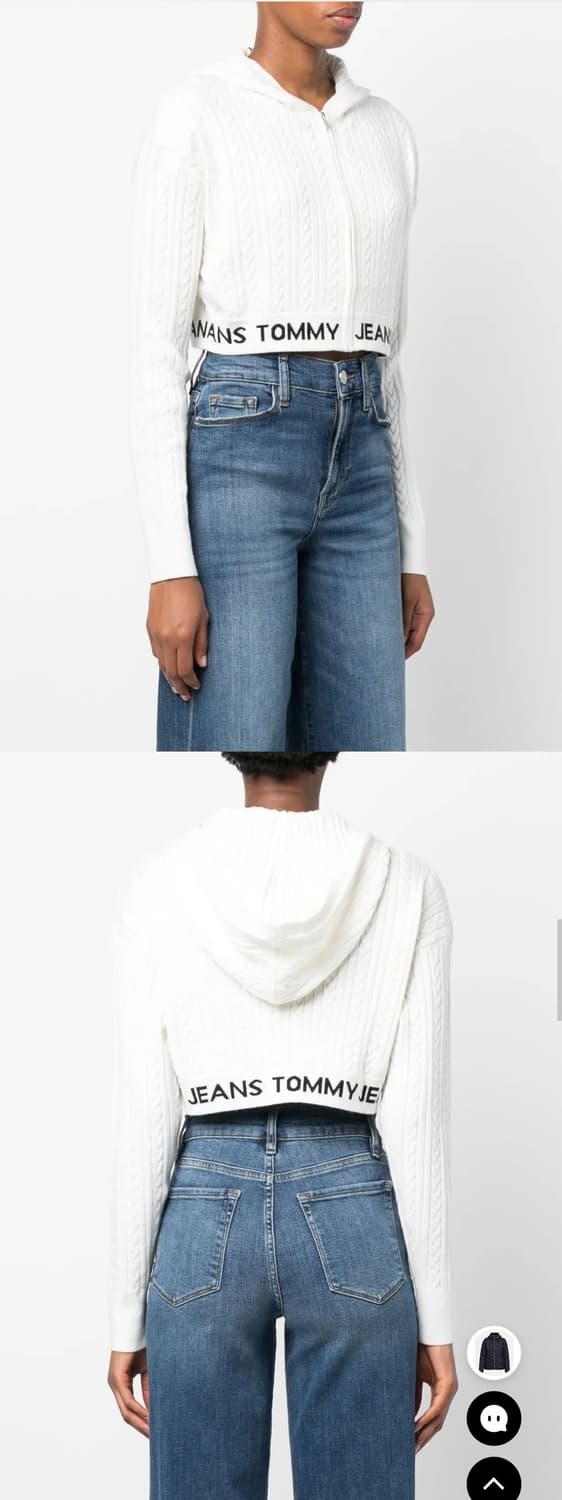 타미힐피거 크롭 케이블 니트 후드 집업  S 상품이미지4