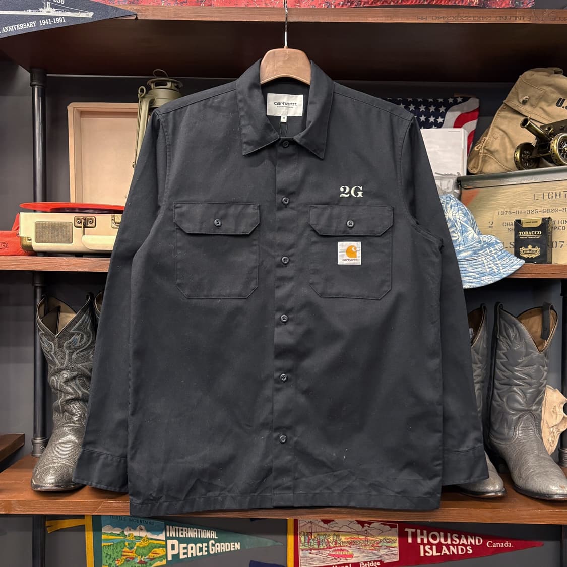 칼하트WIP 덕캔버스 클래식 워크셔츠 엠보싱자수 플랩포켓 블랙 N655 상품이미지1