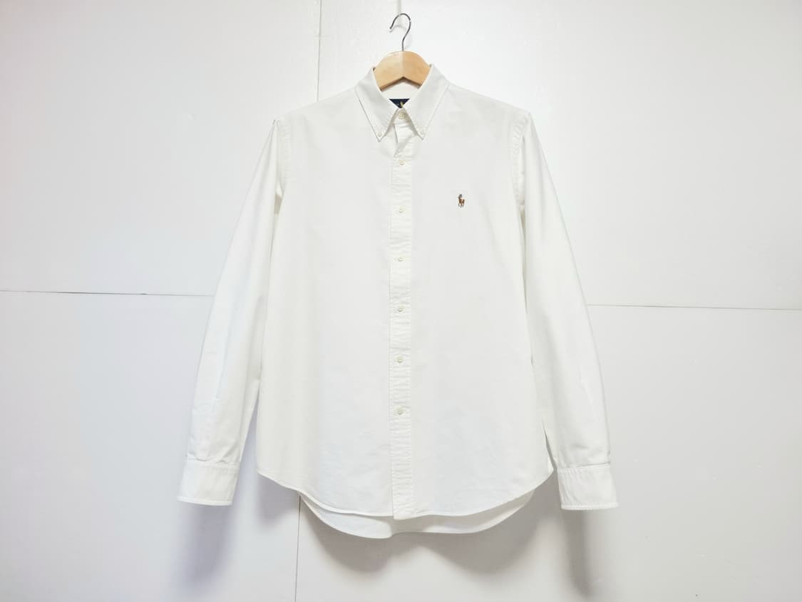 남성 폴로 화이트 흰색 옥스퍼드 긴팔 남방 셔츠 옥스포드 상품이미지2