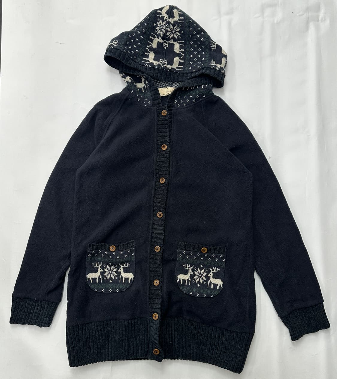 ❄️하구미의 노르딕 플리스 후드 점퍼 아우터 에스닉 사와코 그런지 상품이미지2