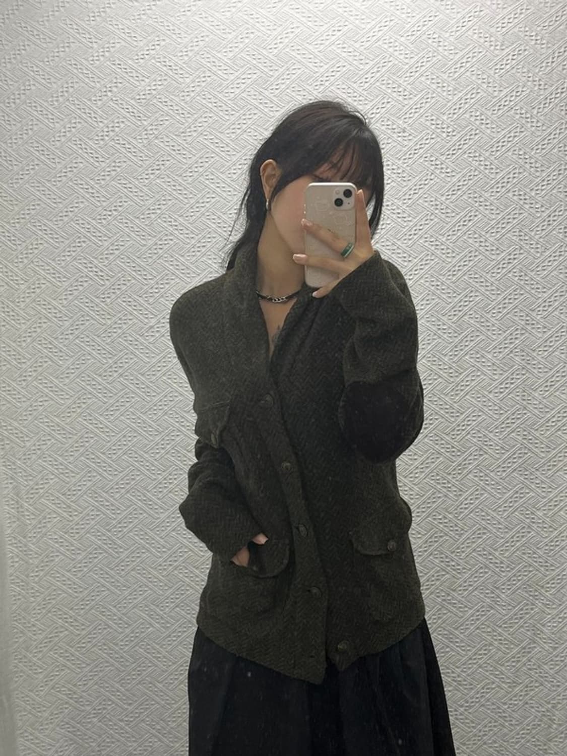 폴로 랄프로렌 헤링본 숄카라 올리브 그린 울 가디건 M C06499 상품이미지1