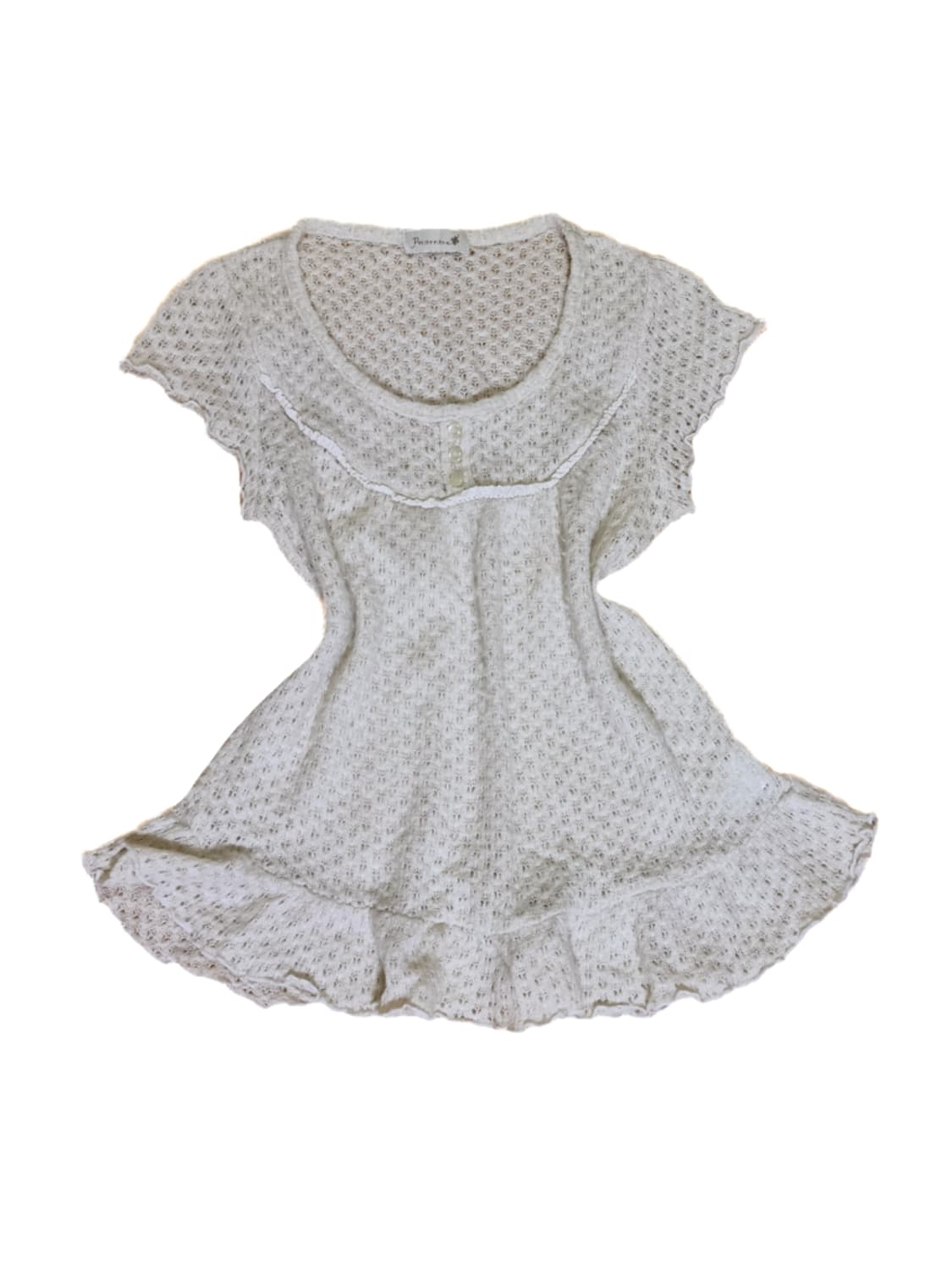 빈티지 프릴 니트 레이스 반팔 탑 모리걸하구미페어리히피오리엔탈니혼진 상품이미지1