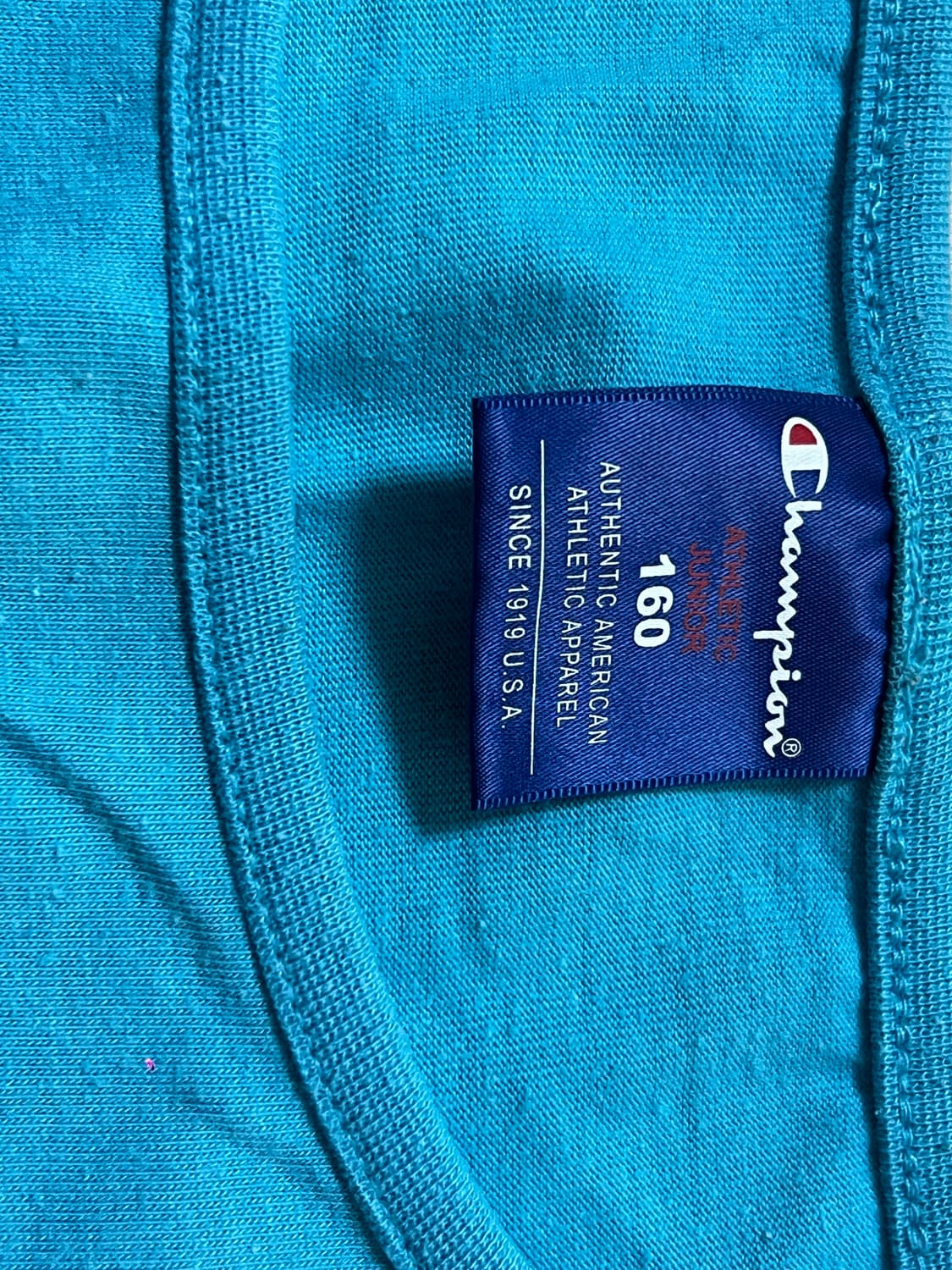 Champion 빅로고 반팔 티 블루 빈티지 상품이미지3