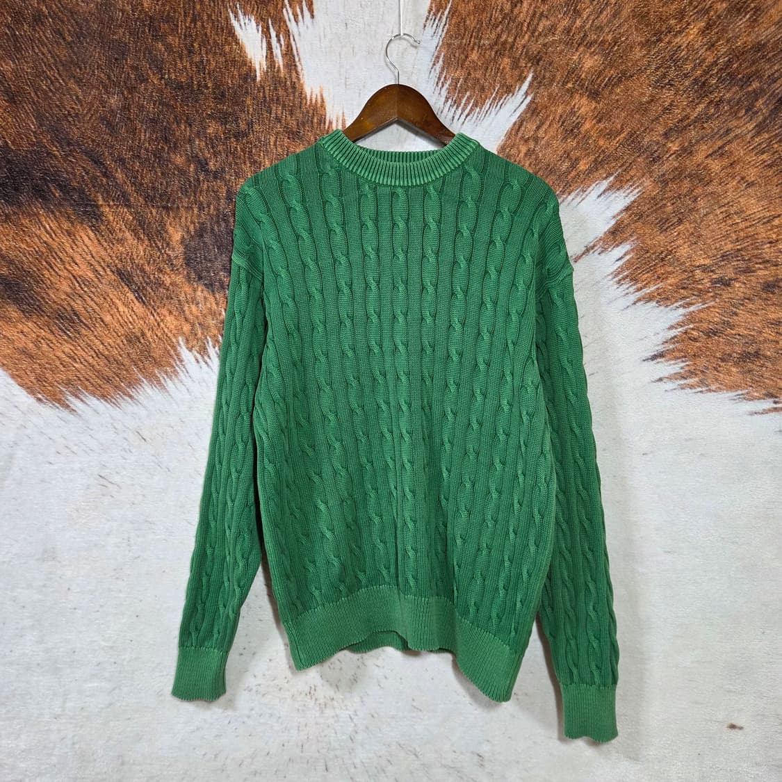 빈티지 그린 꽈배기 니트 상품이미지1