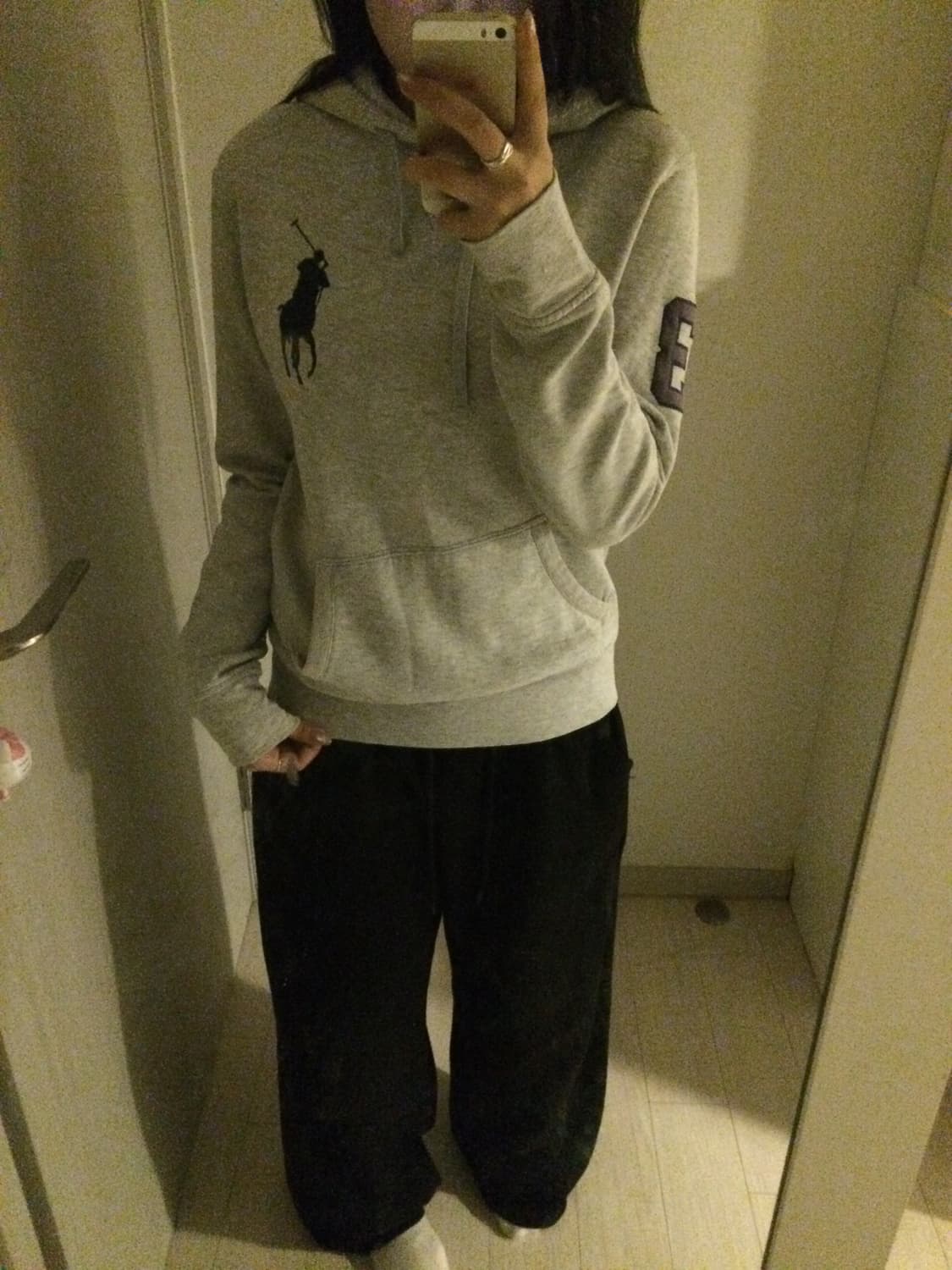 폴로 빅포니 그레이 후드티 xs 상품이미지7