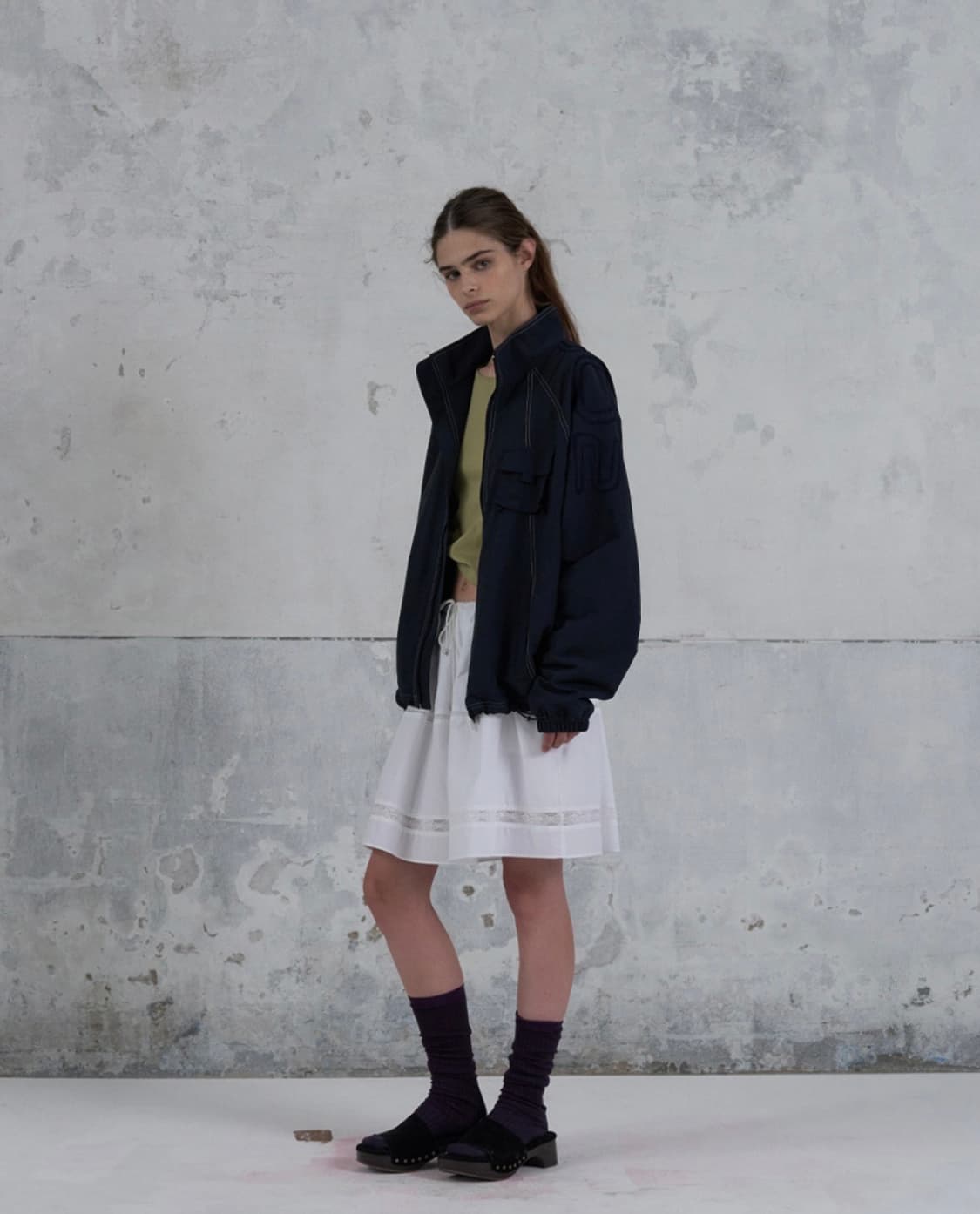 (새상품) foeto 포에토 나일론 점퍼 네이비 상품이미지5